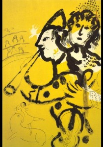 Marc Chagall. The clown Musician. 1957