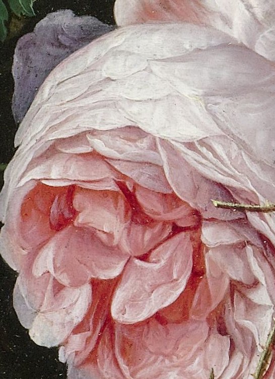 Jan Davidsz. de Heem. Still life with flowers in a glass vase. Detail.