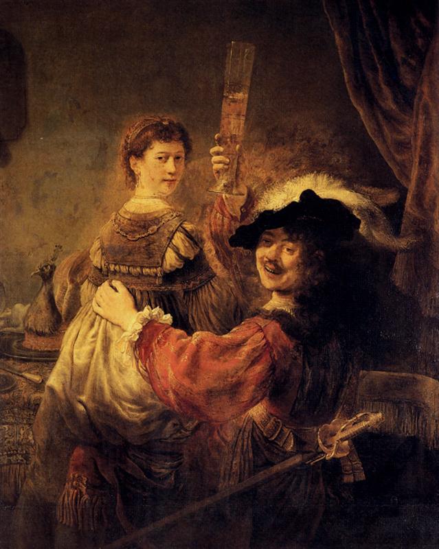 Rembrandt. Self-portrait with Saskia in the parable of the prodigal son. 1635.