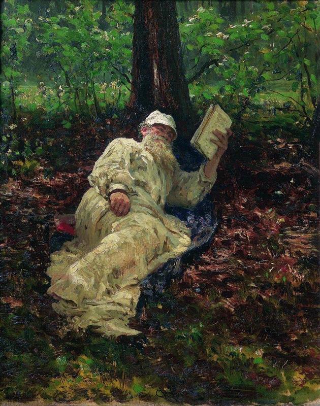 Ilya Repin. Leo Tolstoy resting in the forest. 1891.