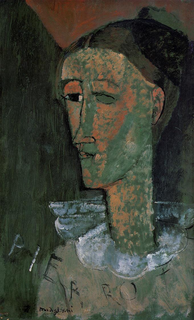 Amadeo Modigliani. Self-portrait as Pierrot. 1915.