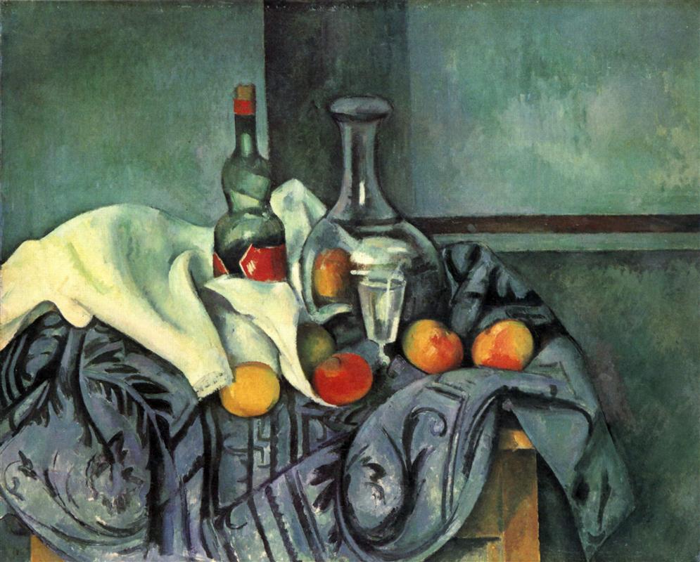 Paul Cezanne. Still life, peppermint bottle. 1895.