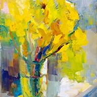 Daffodils in rising sun